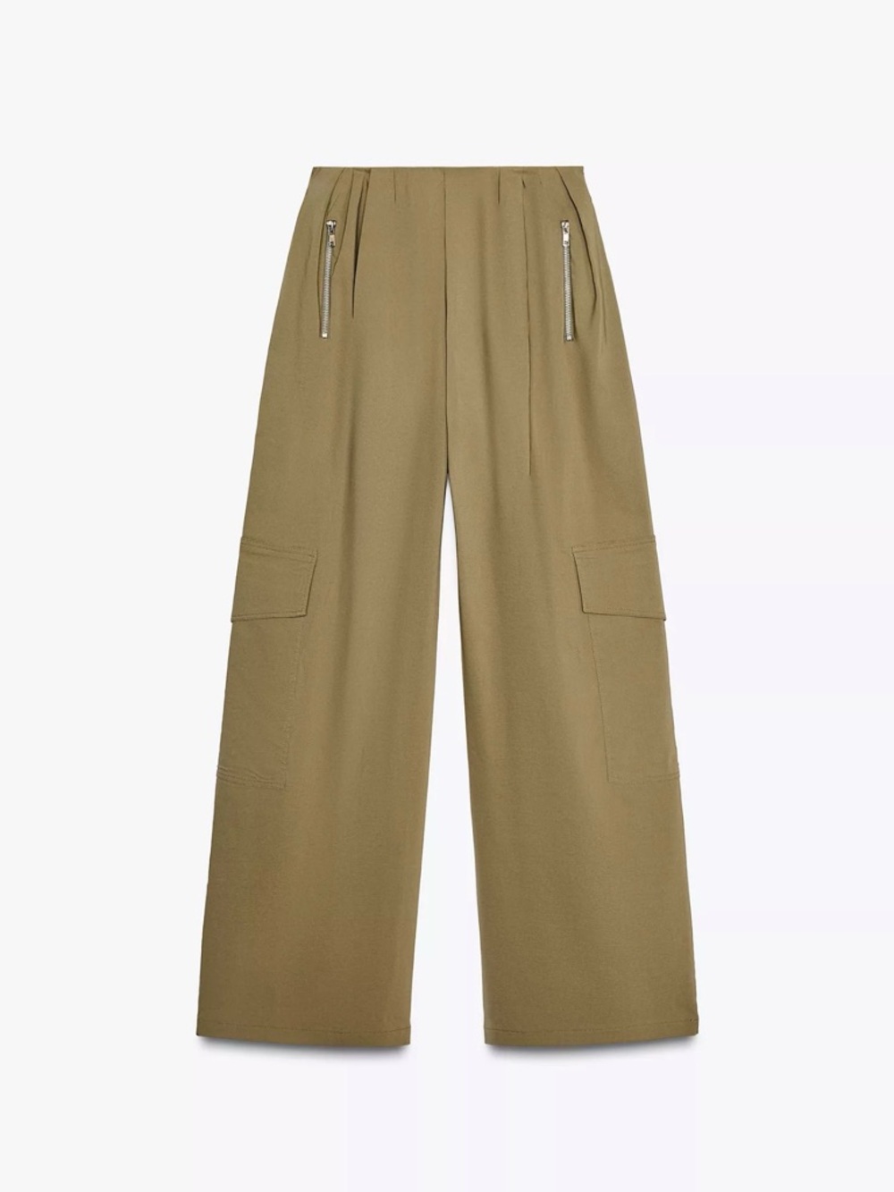 Zara Olive Wide-Leg Cargo Joggers